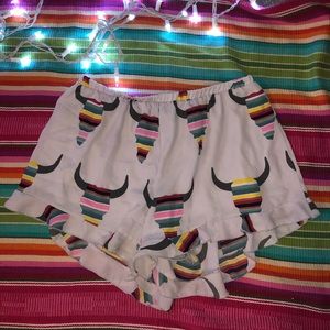 Bull skull serape shorts!